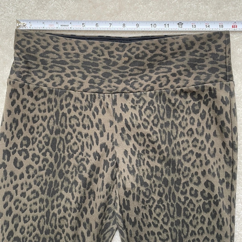 Carmen Marc Valvo Leopard Print Legging Olive Green Women's Medium NWT - Picture 2 of 13